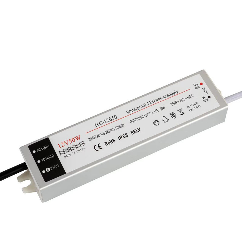 2A 24v50w τροφοδοσία ηλεκτροπαραγωγής LED με μόνωση της σκόνης σε συνεχή τάση νερού